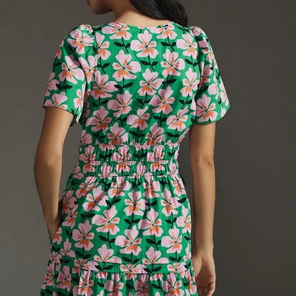 Anthropologie Somerset Mini Green Floral Dress 2X - Picture 4 of 16